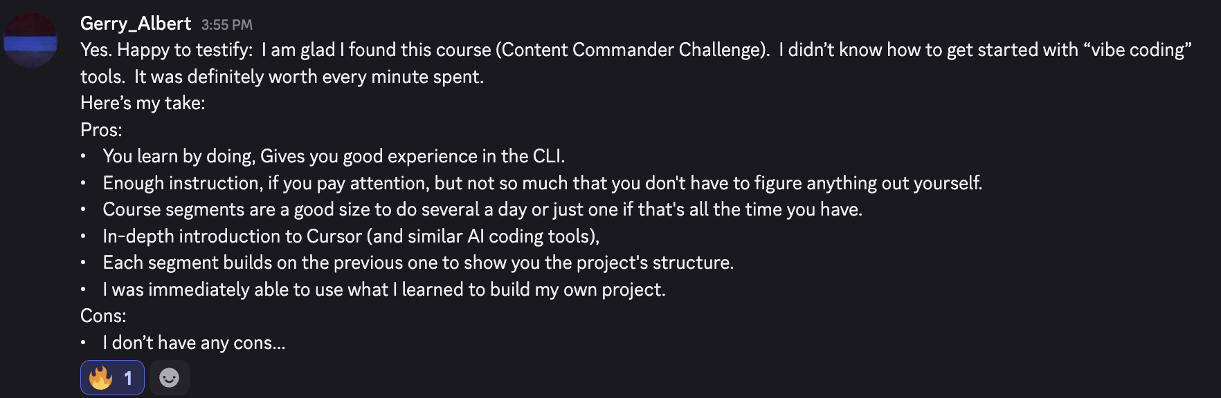 Testimonial screenshot